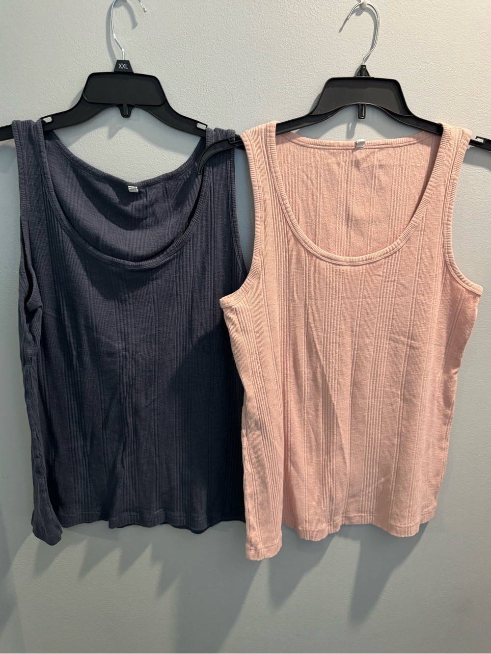 2 Jockey Brand Ribbed Scoop Neck Tank Tops - Pink/blush & Slate Blue Size XL